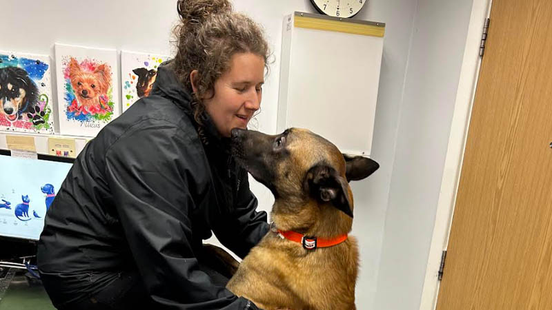 Dr Sharon Williams with a dog friend