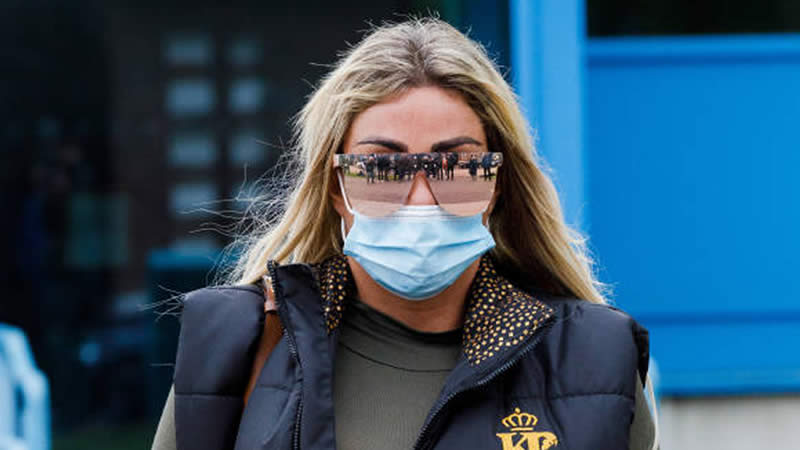 Katie Price wearing mask