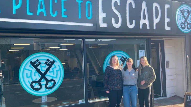 Lisa, Amelia and Chloe outside 'A Place To Escape'